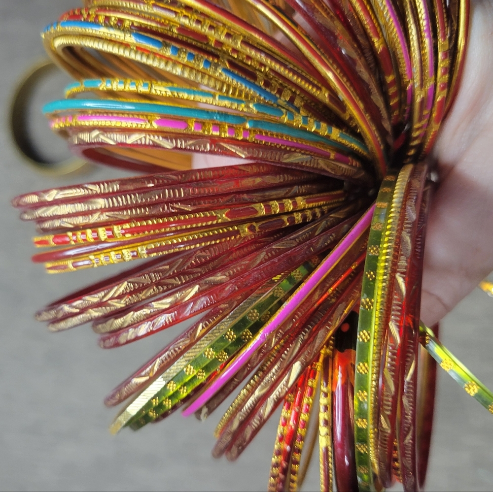 Colorful Indian Style Bangle and Earring Set - Picture 2 of 8